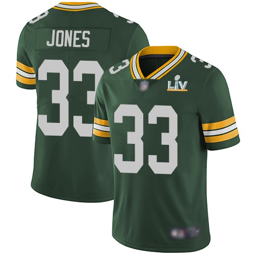 Men's Green Bay Packers #33 Aaron Jones Green 2021 Super Bowl LV Stitched Jersey